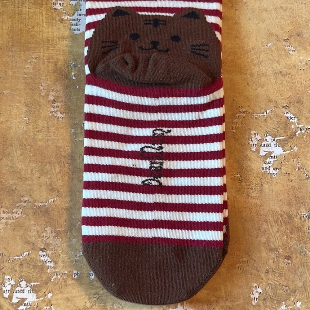 Deer Mum Striped Cat Socks